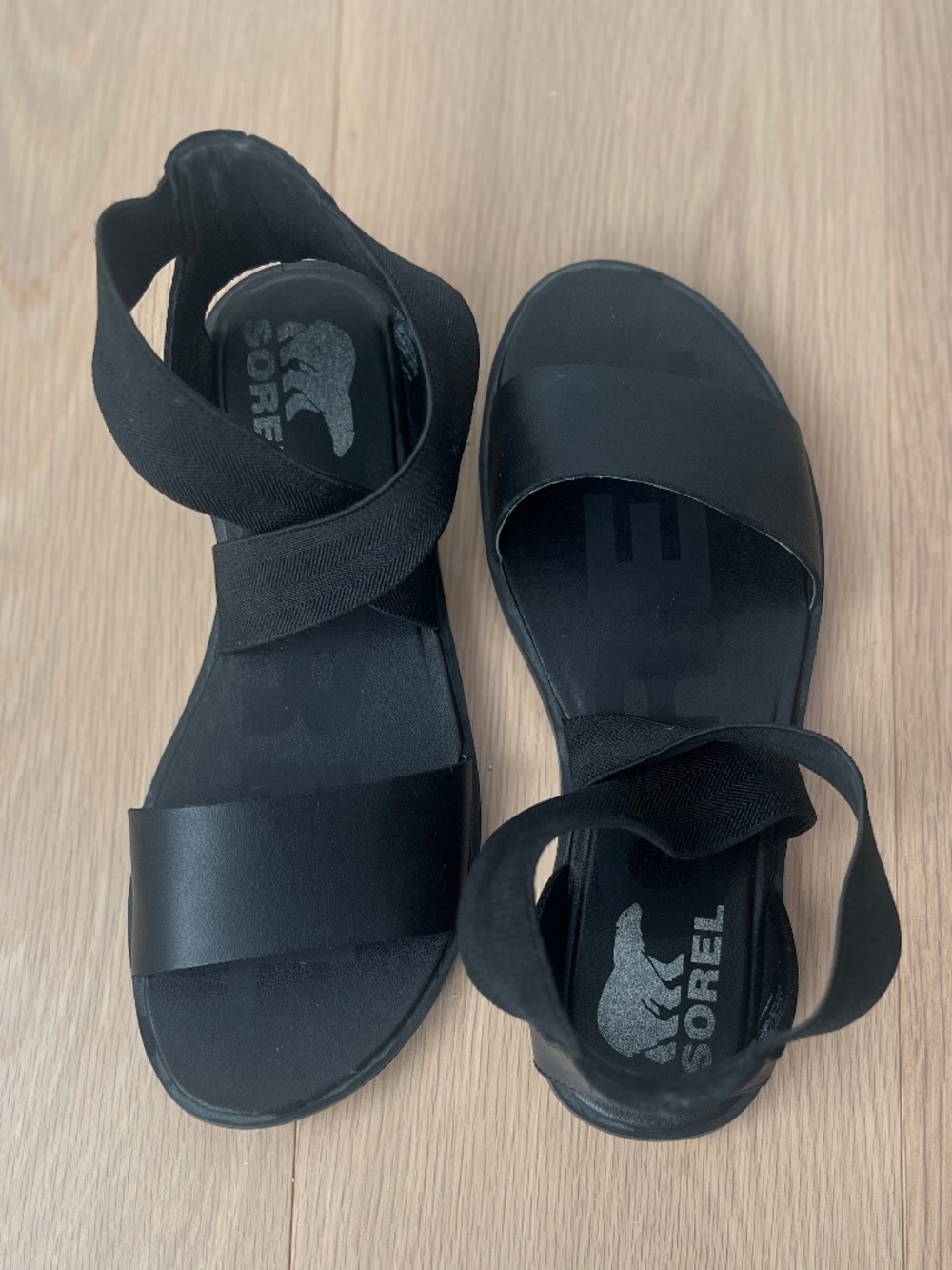 Sorel Ella II Ankle Strap Sandals Black - Women’s size 6
